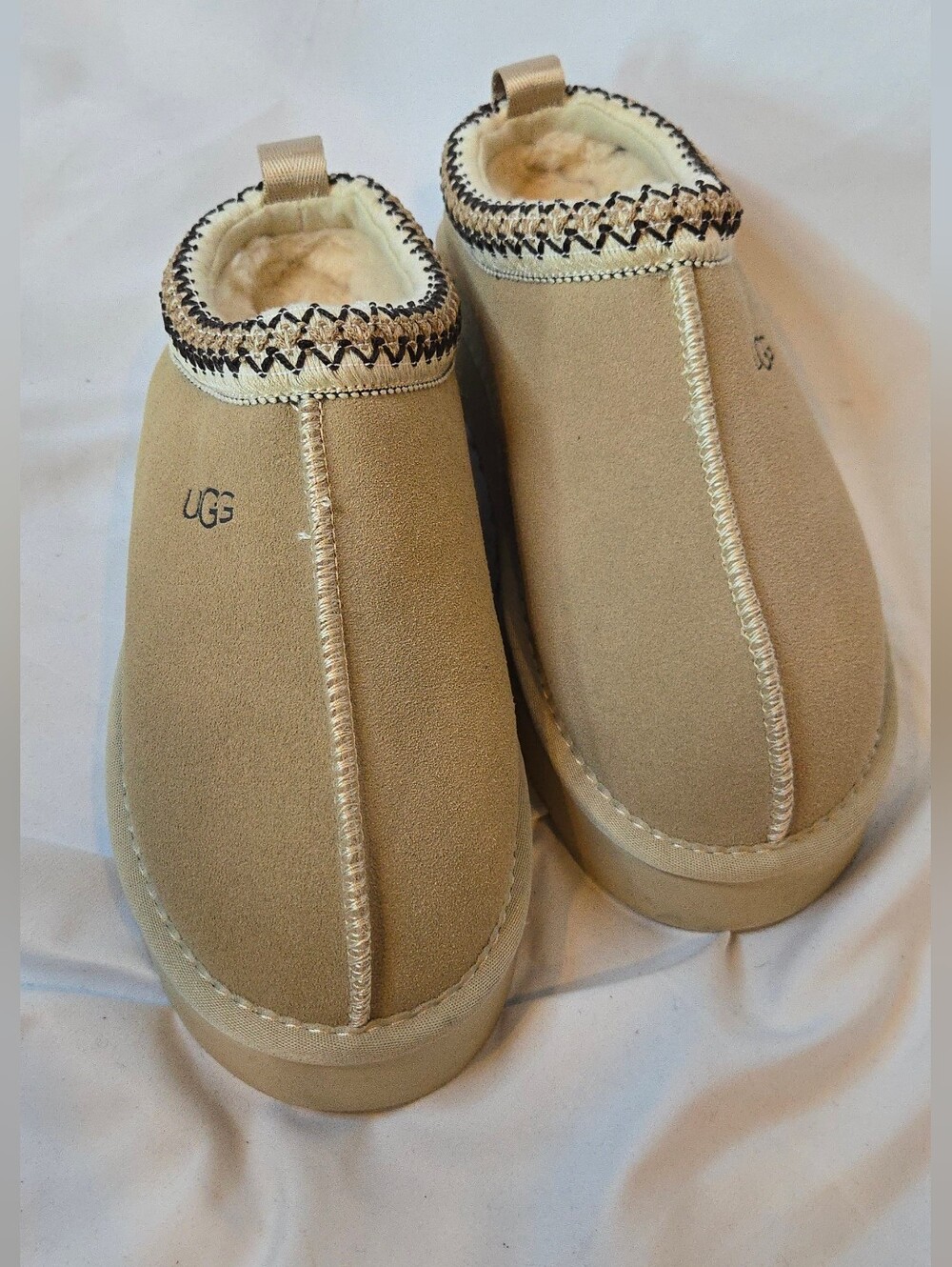 UGG Tasman II Slip-On Leather Suede Slippers Tan Women's 7